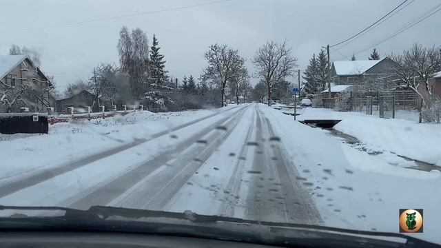 Калининград. Новогодняя трасса. Второй раз выпал первый снег.