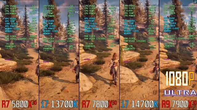 RYZEN 7 5800X3D vs INTEL i7 13700K vs RYZEN 7 7800X3D vs INTEL i7 14700K vs RYZEN 9 7900X3D ||