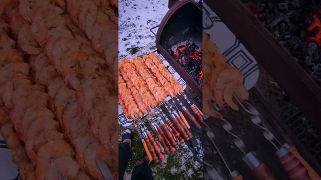 креветки на гриле.