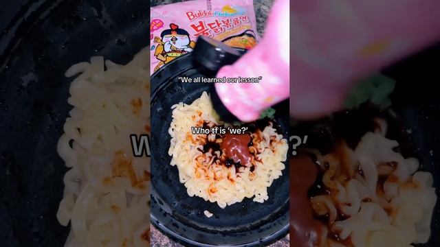 Buldak carbonara noodles! 🍜🩷 #buldak #carbonara #noodles #spicy #ramen #youtubeshorts