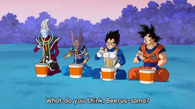 Dragon Ball Super - Whis, Beerus, Vegeta, and Goku eat Ramen dbstv