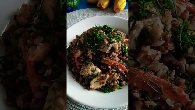 Гречка с курицей.Вкусно,быстро и сытно!😋👍🌹🌷♥️
