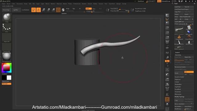 Free Zbrush Tutorial - Curve Brush