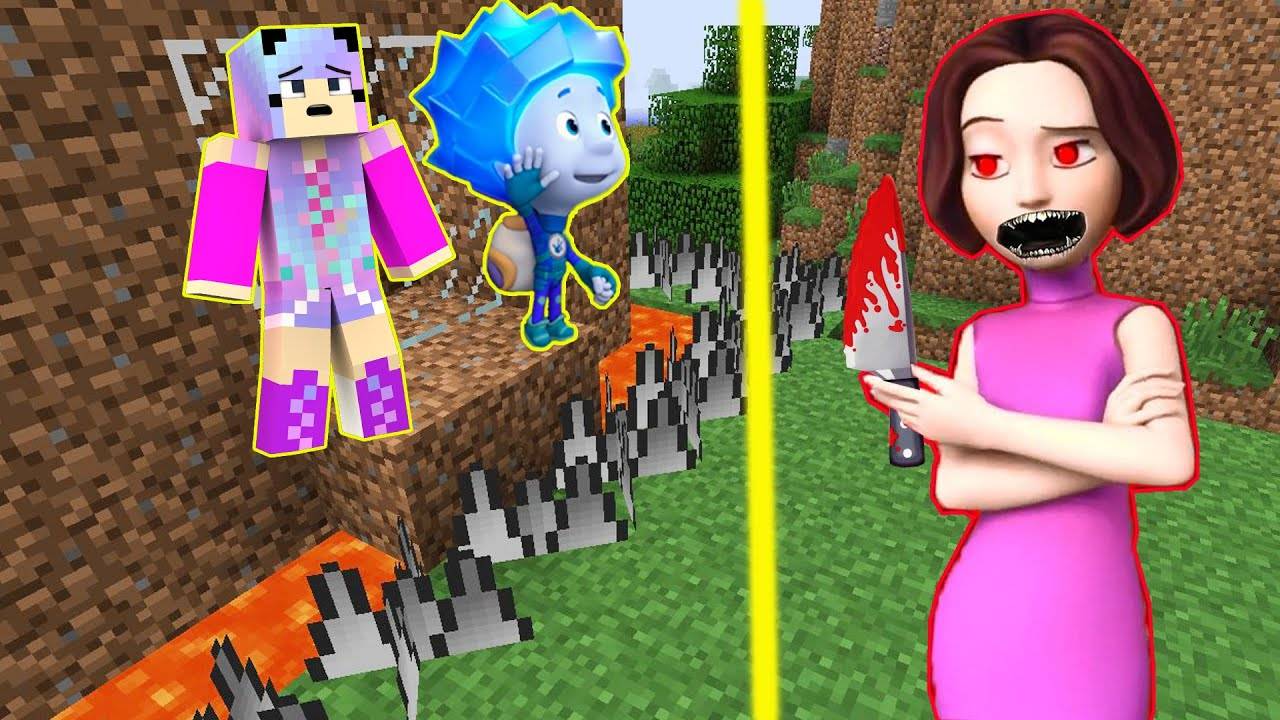 ДЕВУШКА И НОЛИК ЗАЩИЩАЮТ БАЗУ ДОМ ОТ МАМА ДИМ ДИМЫЧА EXE МОНСТР В МАЙНКРАФТ БИТВА ФИКСИКИ MINECRAFT