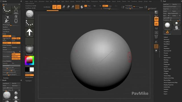 032 Zbrush 2020 Deco Curve Dots Brush