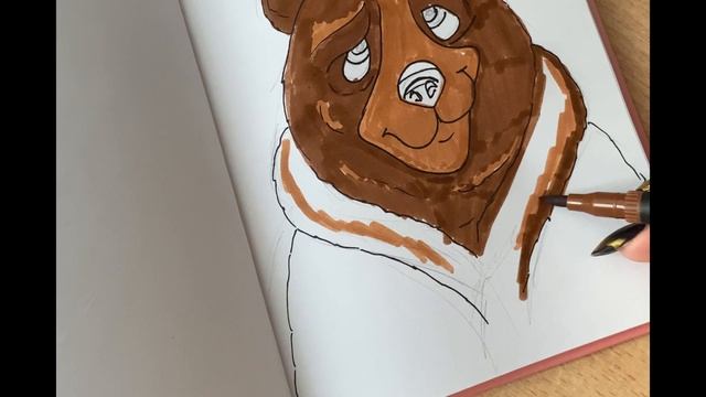Рисование медведя маркерами