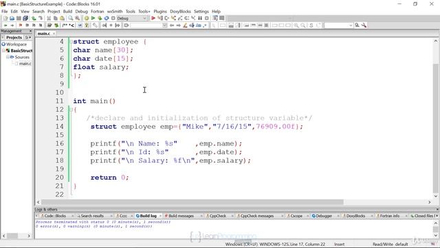 106 Demonstration Declaring and Initializing a structure