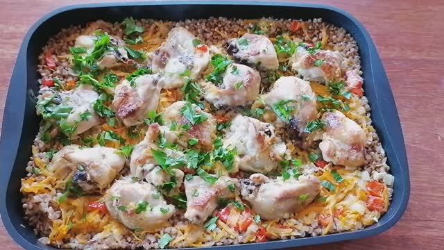 Запечённая гречка с курицей