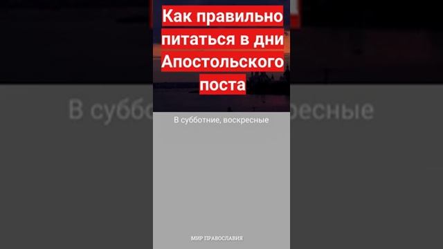 Как правильно питаться в дни Апостольского поста  мирправославия — смотреть короткие видео (Shorts)