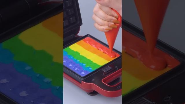 Perfect Rainbow Waffle Cake Recipe #shorts