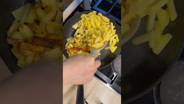 Жареная картошка с маринованными грибами ❤️🔥 #рецепт #вкусно