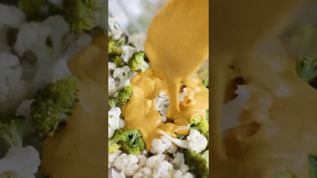 CHEESY BROCCOLI and CAULIFLOWER BAKE WITH CREAMY SWEET POTATO SAUCE #vegetarian #shorts