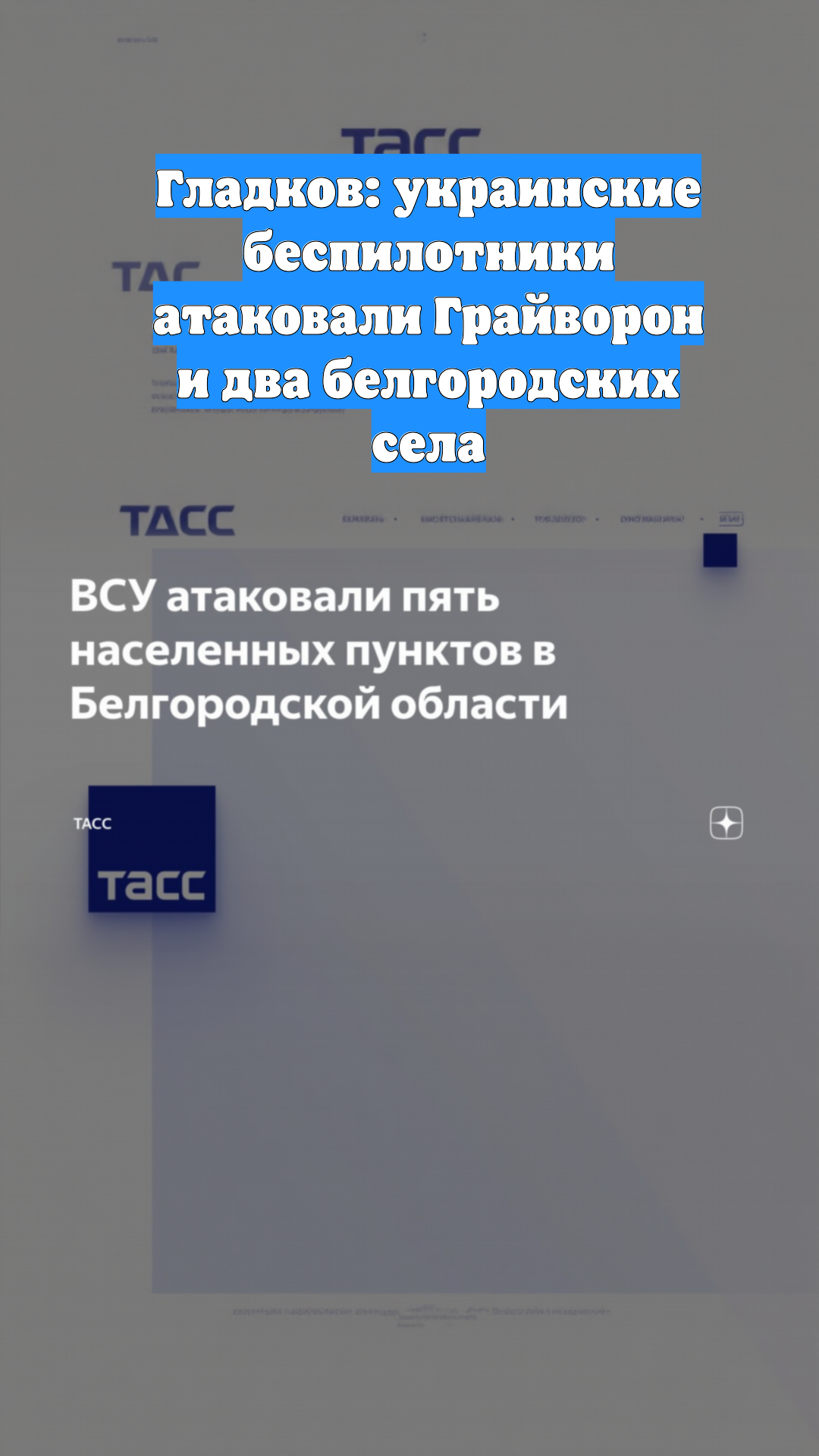 Гладков: украинские беспилотники атаковали Грайворон и два белгородских села