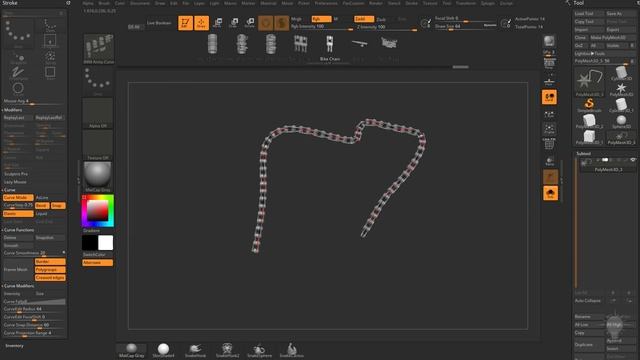 052 ZBrush 2018 New Curve Brush Functionality (720p)