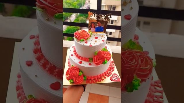 #anniversarycake/#2tiercake/#red n white color is/ cream/ perfect fir anniversary/ #trendingonshort