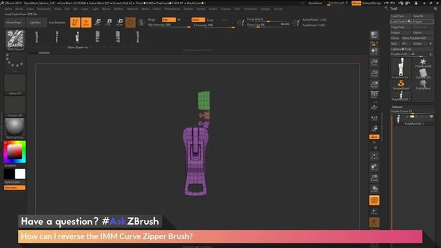 #AskZBrush_ “How can I reverse the IMM Curve Zipper Brush_” (720p)