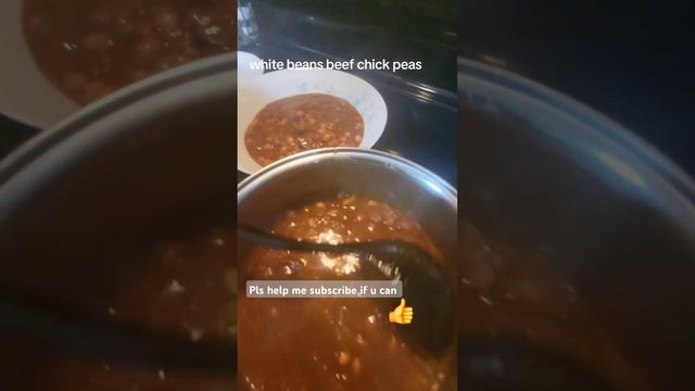 beef white kidney beans chick peas tomatoes . paste.veggies .beef broth delicious 😋