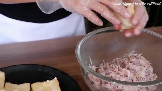 CÁCH LÀM ĐẬU HŨ NHỒI THỊT ĂN VỚI CƠM