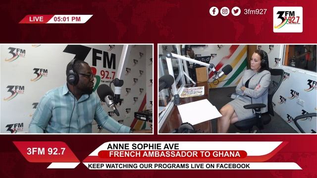 Giovani Caleb interviews French Ambassador to Ghana, Anne-Sophie Avé on the #3FMDrive (20/06/2022)