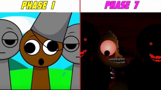 Новая фаза 1 против фазы 7 Incredibox Sprunki New Mod