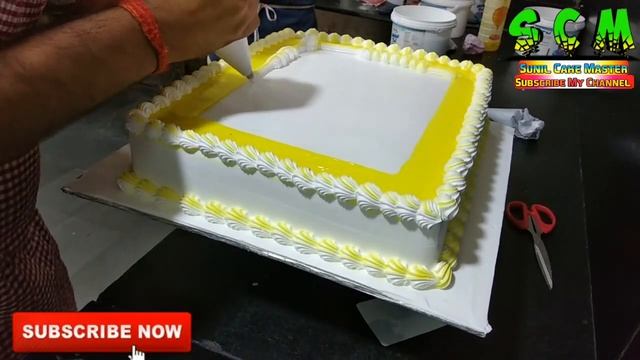 Square 5kg Painepple Cake Yellow Colour Decorations