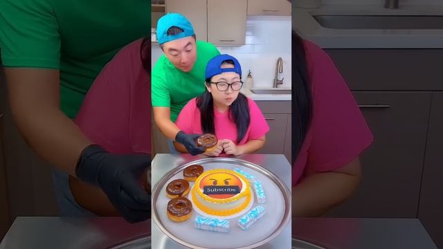 Ice cream challenge!🍨 Emoji cake vs donuts #funny #shorts