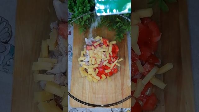 #салат КУРИНЫЙ с СЫРОМ #еда #рецепт