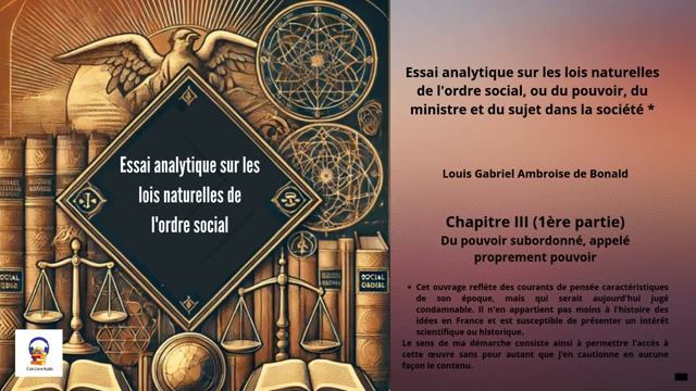 Essai analytique sur les lois naturelles de l'ordre social - Chapitre III - 1ère partie