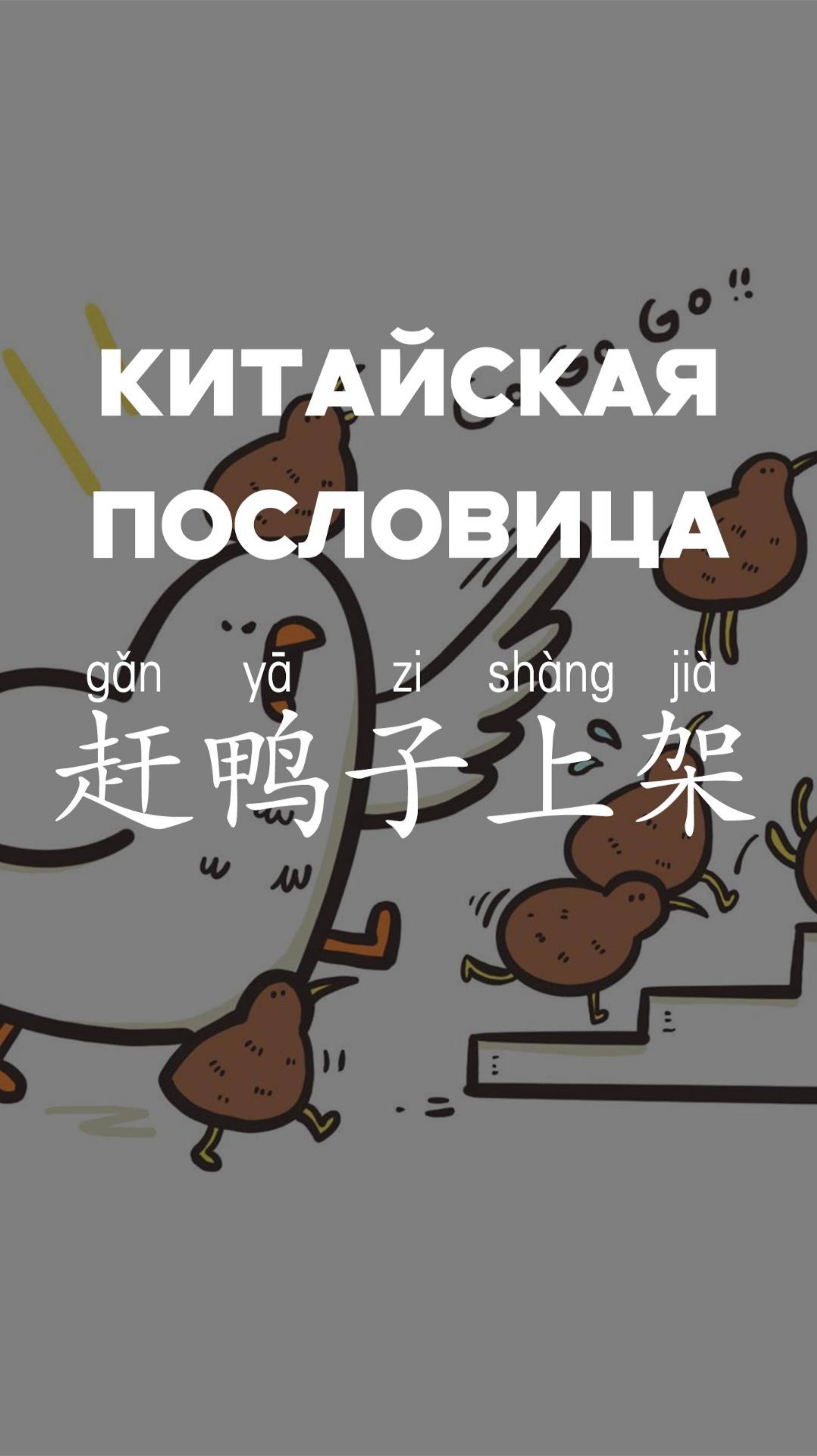 китайская пословица：赶鸭子上架