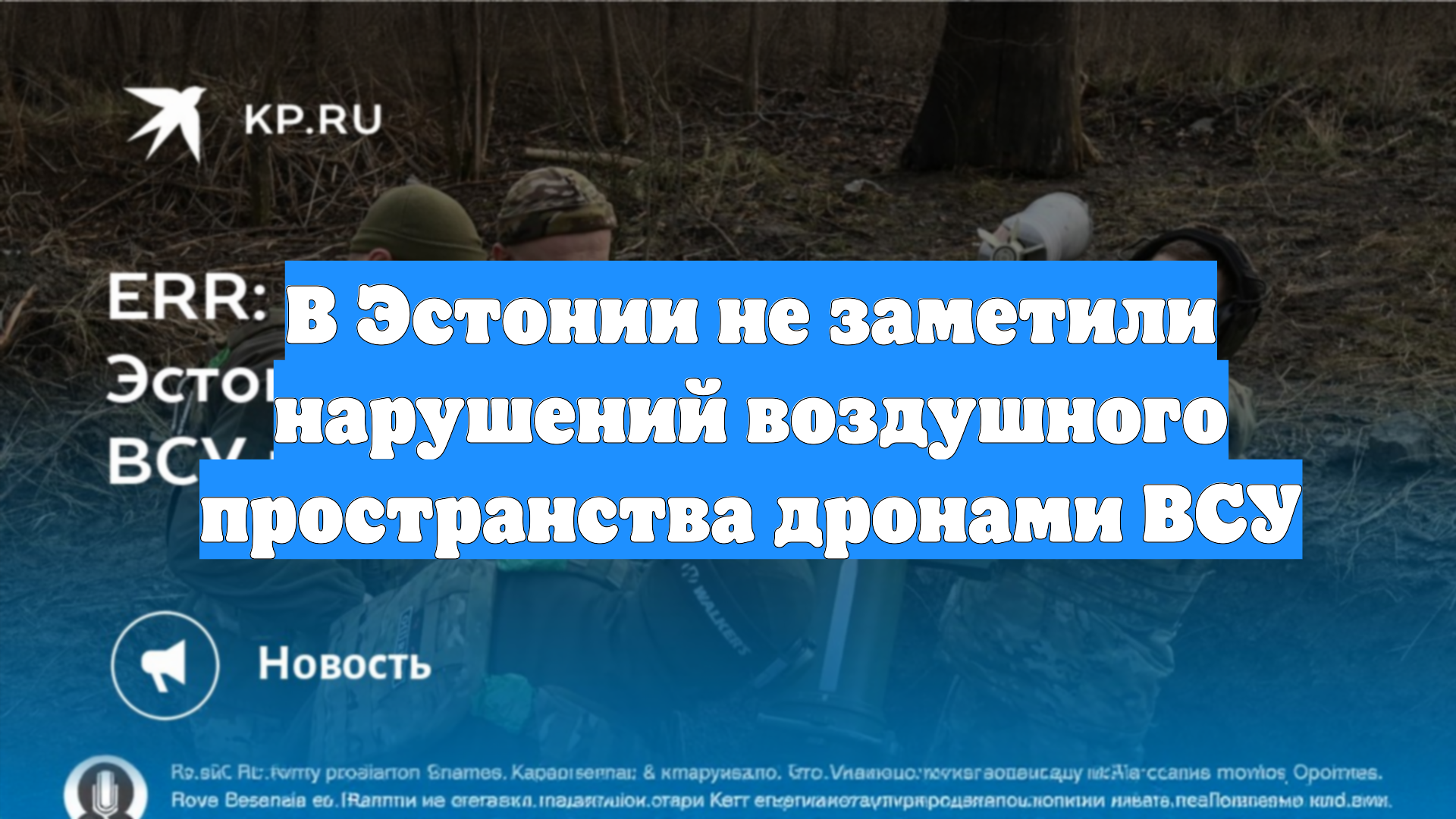 В Эстонии не заметили нарушений воздушного пространства дронами ВСУ