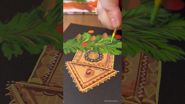 Рисуем иллюстрацию к Рождеству  #shorts