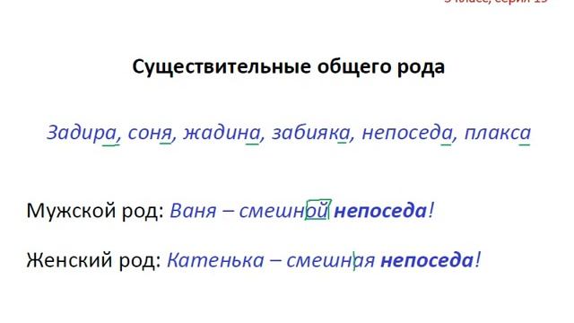 Меташкола. Русский язык 5 класс 19 серия.Согл.зв.зв.и глух.,сущ.общ.рода,прав.черед.О/А в корн.