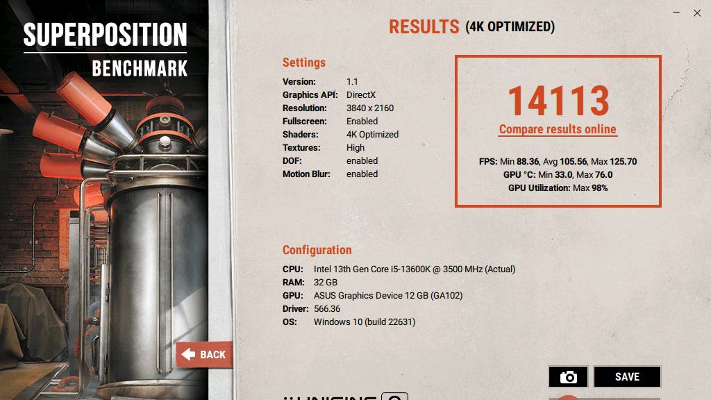 Test Superposition Benchmark Asus rog strix rtx 3080 gaming oc 4K 8K