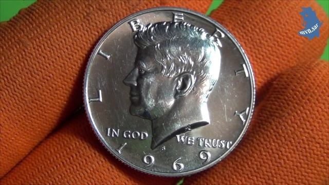 50 центов 1969 года (12 доллара, half dollar) S . Страна США. Материал серебро 400 пробы. #516