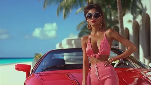 Miami Beach 1980 🌅  Nostalgia AI Short  Miami Vice Synth Wave