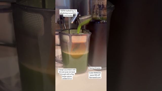 🥒100% Alkalizing & Hydrating Cold Pressed Cucumber Juice Nama J2 Juicer code RIANE55 #shorts #juice