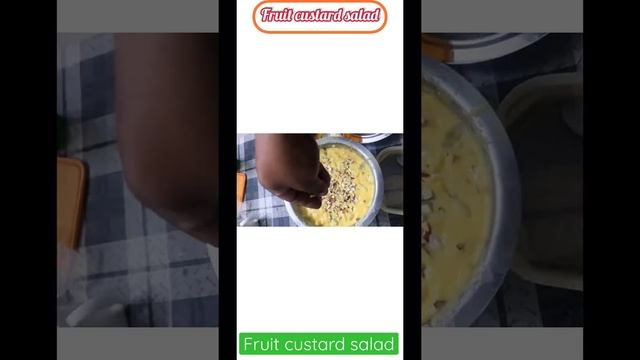 Custard, fruit salad, nuts mixed fruit custard salad