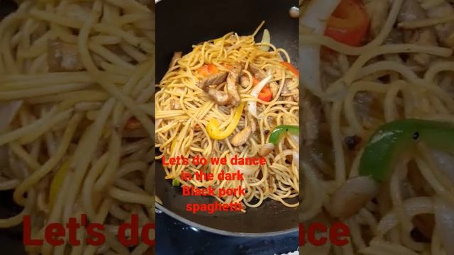 black pork fried spaghetti