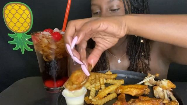 WINGS AND FRIES, Onion Rings Cherry Coke