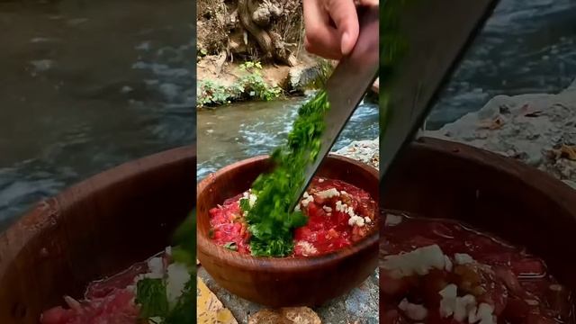 Samsa in a cauldron near the river