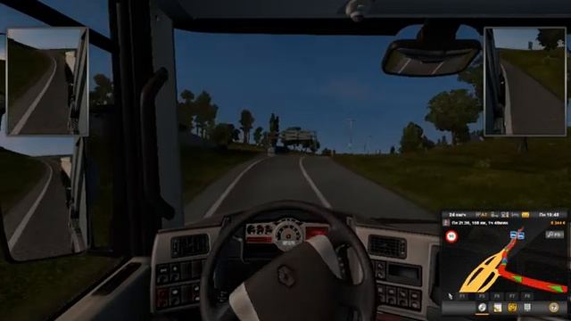 везём руду из люксембурга в кёлн в игре Euro Truck Simulator 2 пробный заест на старом ноутбуке.