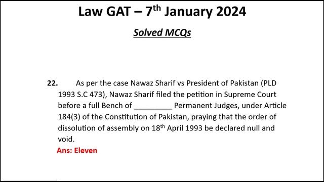 Solved Law GAT Paper 7th January 2024 | Law GAT 7 January | Law GAT Held on 7 January 2024