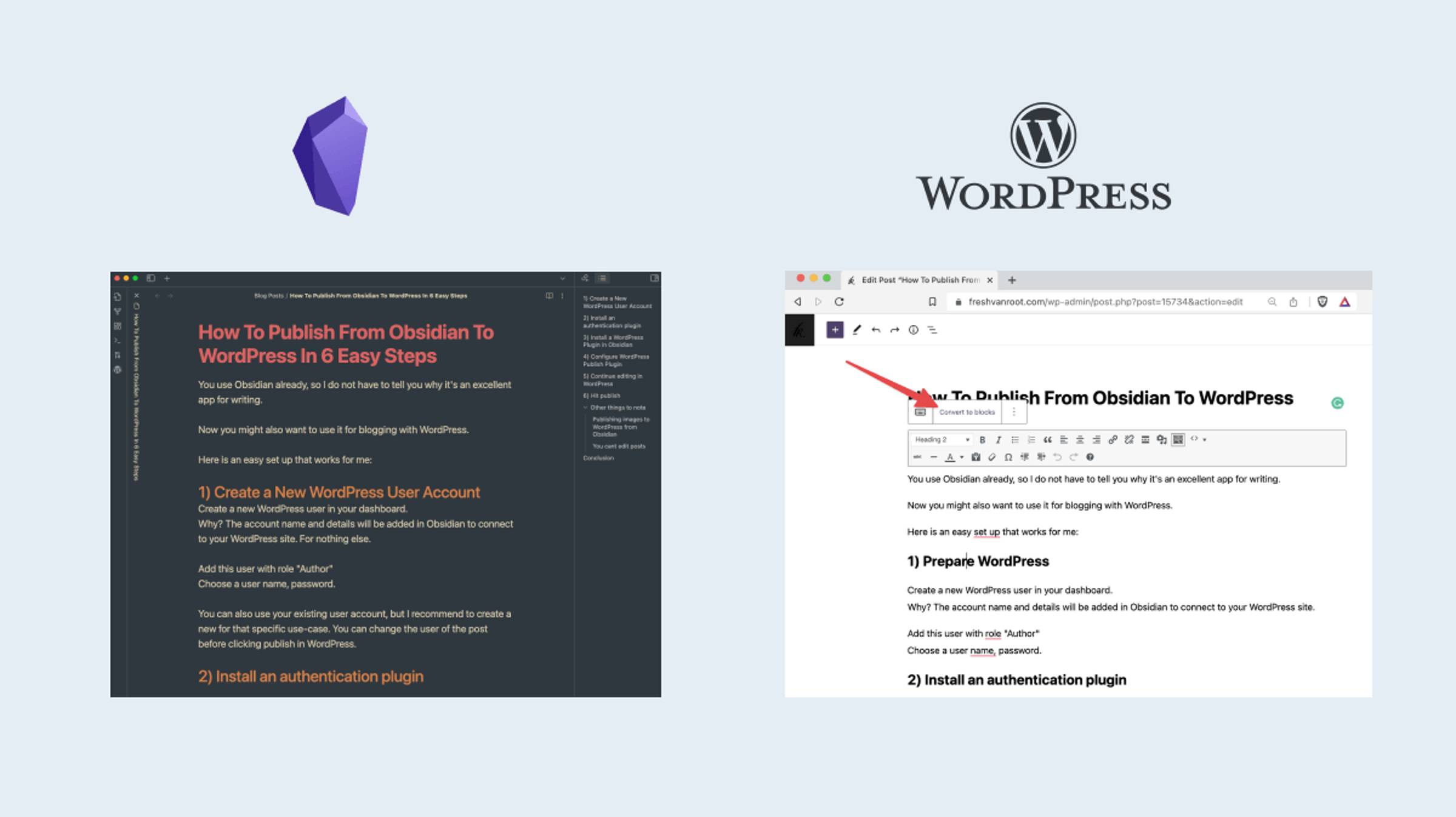 Публикация статей из Obsidian в WordPress