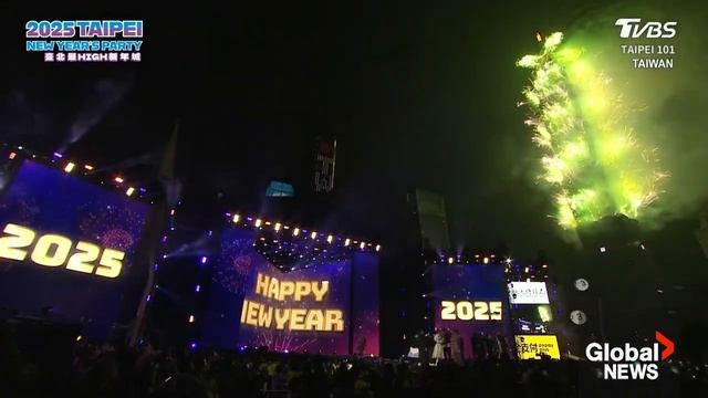 New Year's 2025_ Taiwan displays dazzling fireworks over Taipei 101 Tower