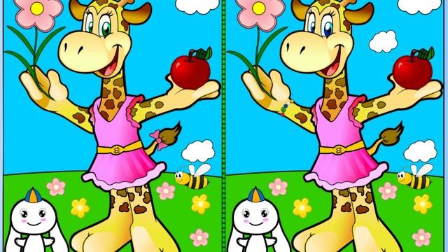 Найди отличия жираф красочная игра для детей