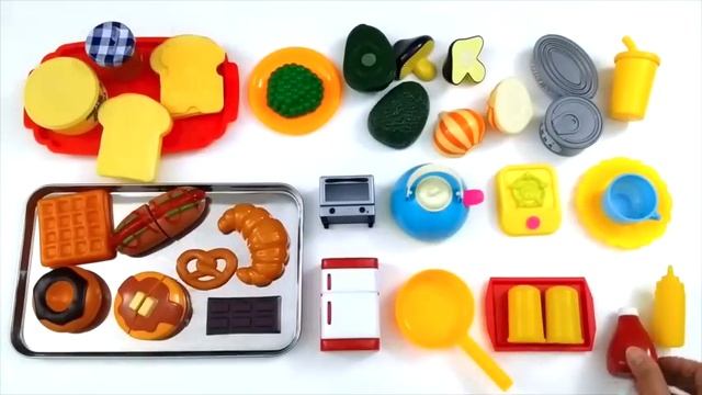 Velcro Food Toy Cutting Pancake Croissant Plastic Cooking Playset for teaching children