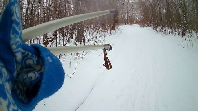 Иду на лыжах, начинает прилипать снег, температура поднимается.