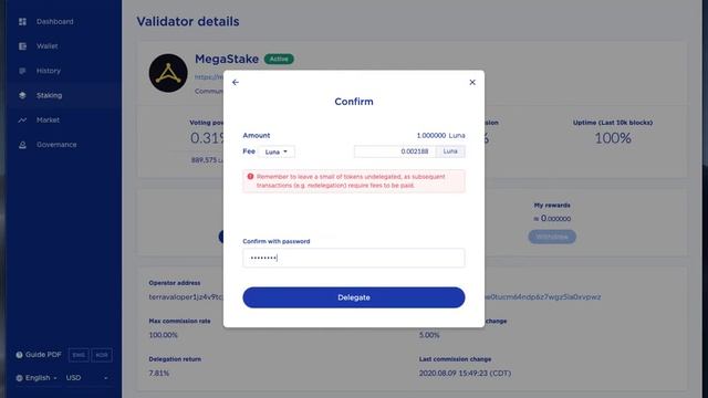 How to stake LUNA using Terra Station