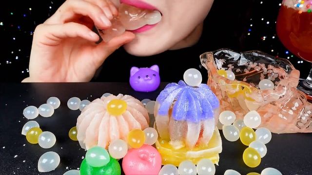 ASMR HOMEMADE CAVIAR JELLY, KOHAKUTO, POPPING JELLY MUKBANG 팝핑젤리, 코하쿠토, 캐비어젤리 먹방/Shorts Nunsaegi 쇼츠