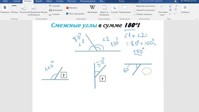 Смежные углы.
